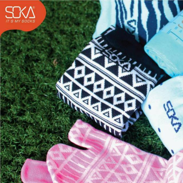 Kaos Kaki SOKA Essentials SOKA - Jempol Pendek Size M Motif - Kaos Kaki Motif - Kaos Kaki jempol bermotif