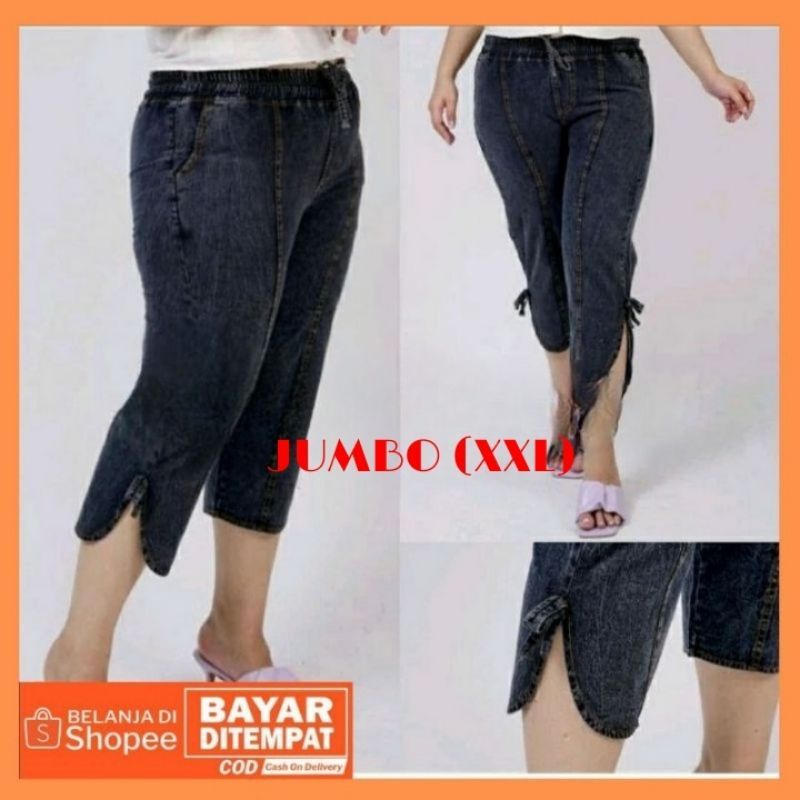 celana jeans wanita 7/8 Gemini pants baggy high waist standar dan jumbo