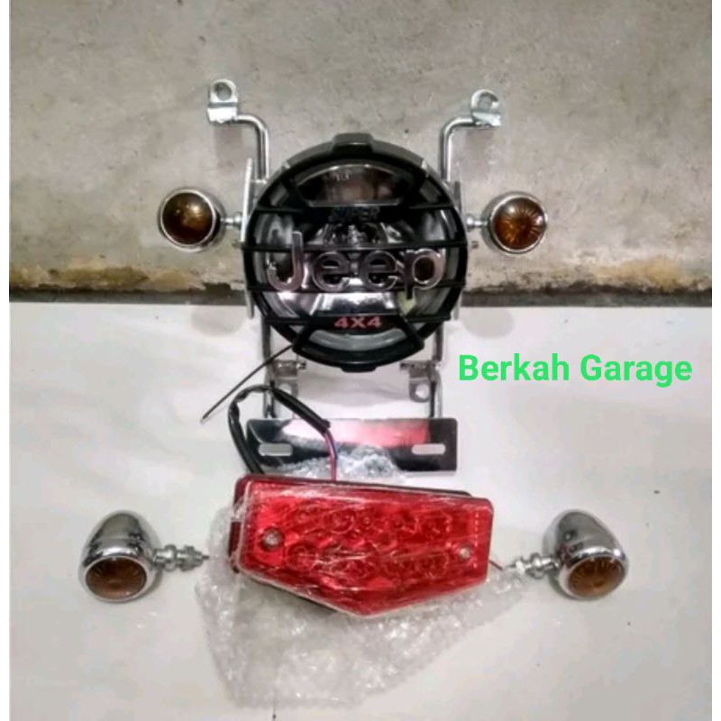 Paket Lengkap Lampu Jeep Breket Stop Lamp Plus Sen Bulat Crum