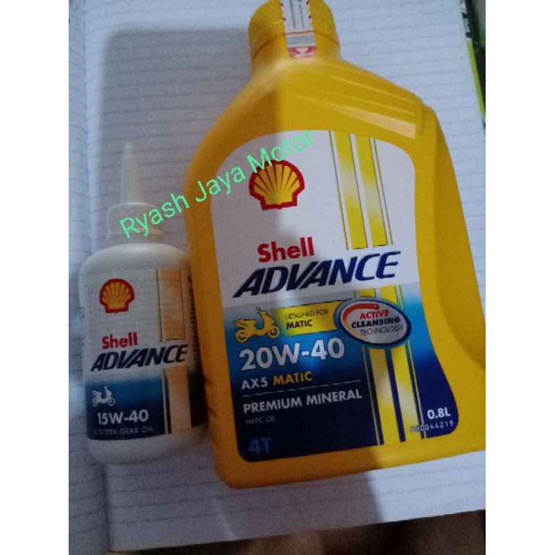 Paket murmer oli shell Advance Ax5 matic 20-40w 800ml + gardan shell 120ml for beat/vario/scoopy/mio/J/soul