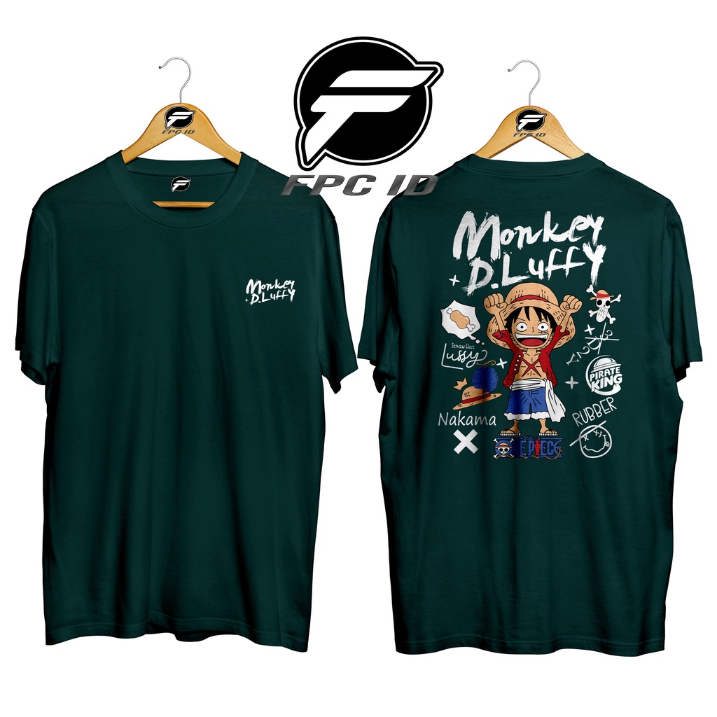 Kaos Anime One Piece Monkey D Luffy Cotton Combed 30s Premium-HIJAU