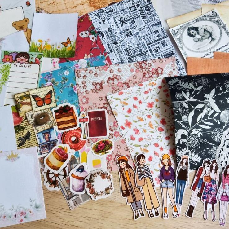 

Journal kit journaling kit aehetic junk journal scrapbook bundle aesthetic 85-165 pcs ++ ➡ Seller )V=