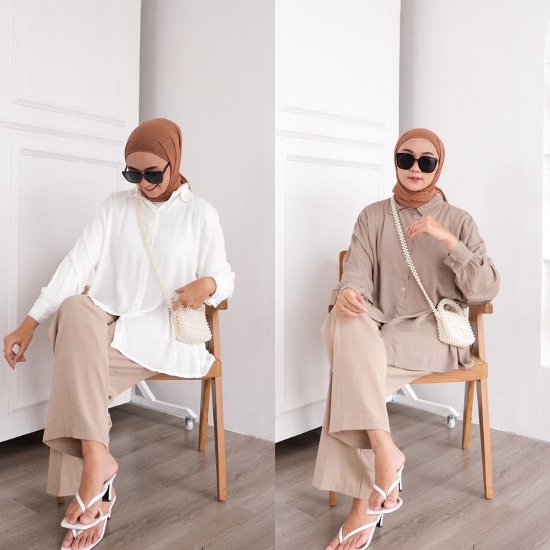 1KG MUAT 5PCS | STARLA OVERSIZE SHIRT TOP RAYON PREMIUM HITS OOTD SELEBGRAM FASHION GROSIR MURAH WANITA