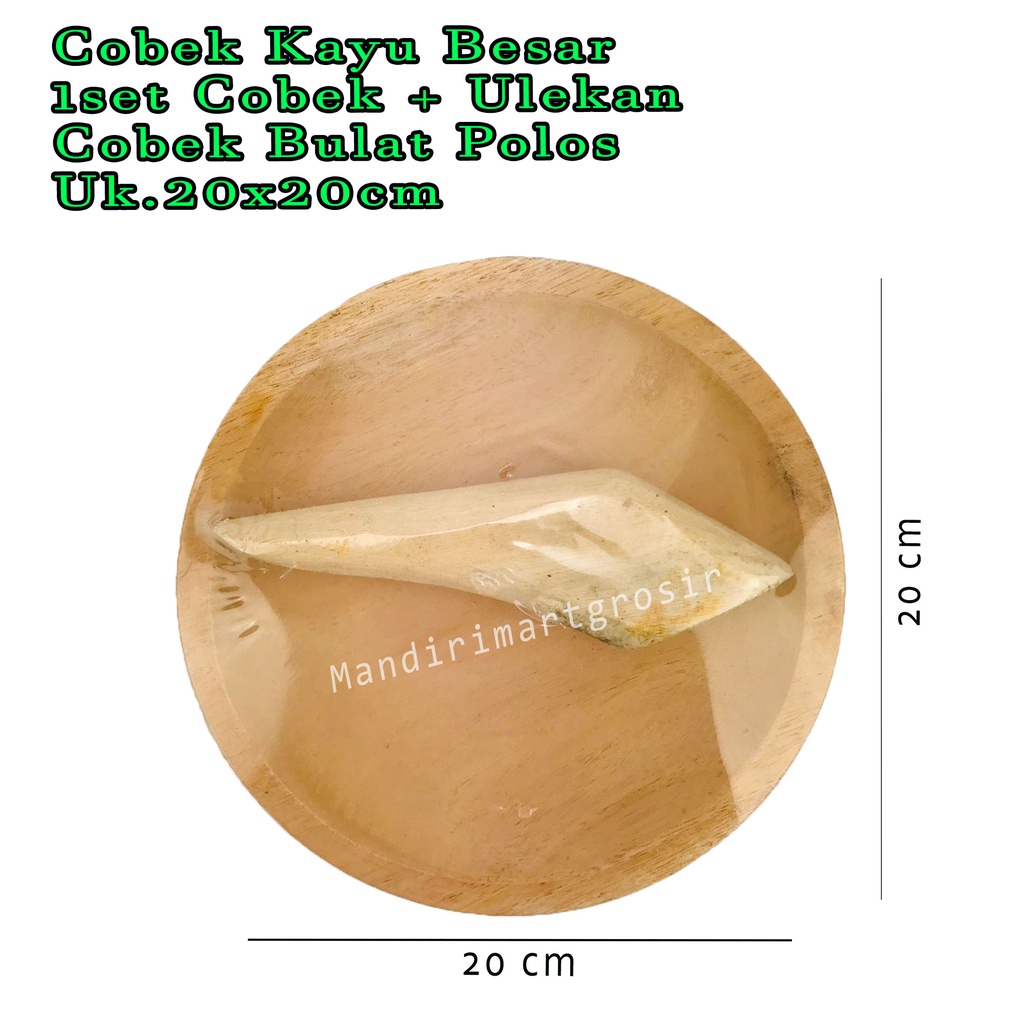 1set Cobek + Ulekan *Cobek Kayu Besar * Cobek Bulat Polos * Uk.20x20cm