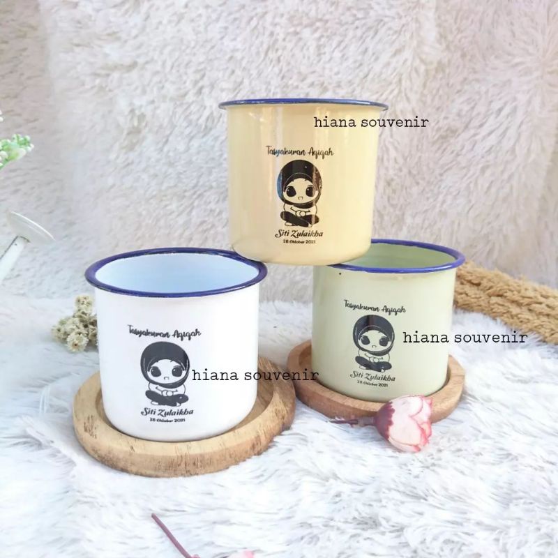 CANGKIR GELAS JADUL KALENG ENAMEL KEMAS BESEK