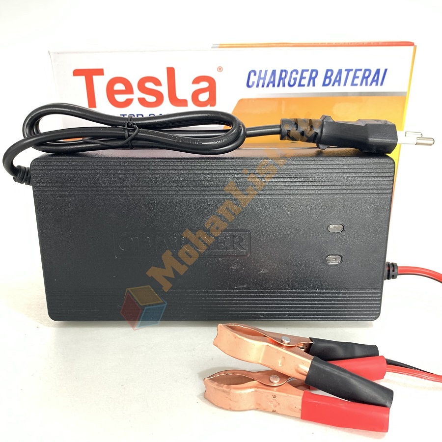 Pengecas Cas Aki Tesla 5 Ampere Charger Baterai Aki 5A 12V Batre Battery Cas Aki Otomatis Murah