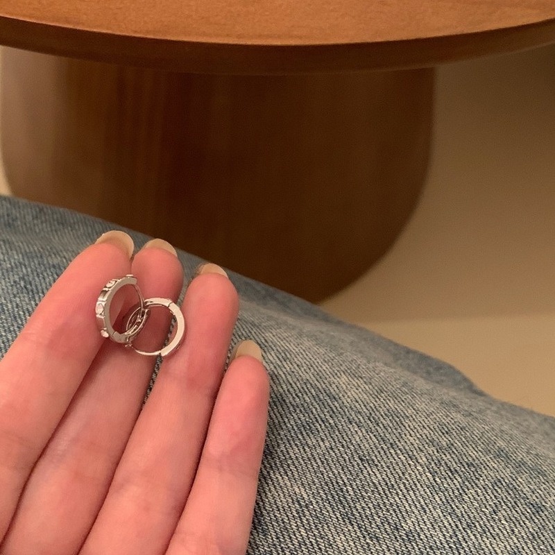 Roselife 1 Pasang Anting Hoop Kecil Lapis Silver S925 Hias Kubik Zirkon Untuk Wanita