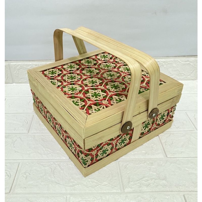 

Keranjang Bambu Teruntum/ Truntum | Box Bambu 30x30cm | Rantang Bambu 30cm | Rantang Bambu Tangkai 2