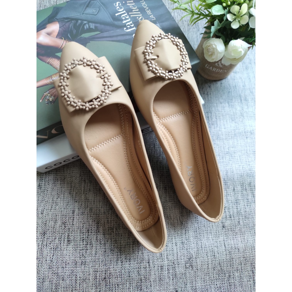 IVORY Sepatu Flat Wanita Import Termurah 888-A7 Hitam