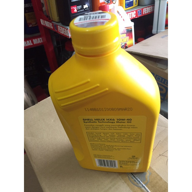 Oli Shell Helix HX6 SAE 10W-40 Oli Shell Mobil HX6 Oli Shell HX6 Motor 1Liter Original