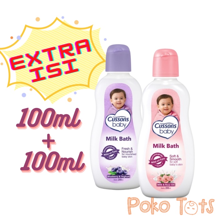 EXTRA ISI Cussons Baby Milk Bath 100ml + 100ml Sabun Mandi Bayi