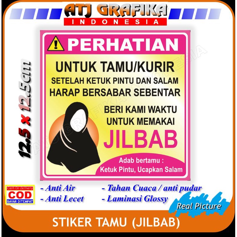 Stiker jilbab wanita muslimah adab bertamu Sticker pagar pintu rumah kurir