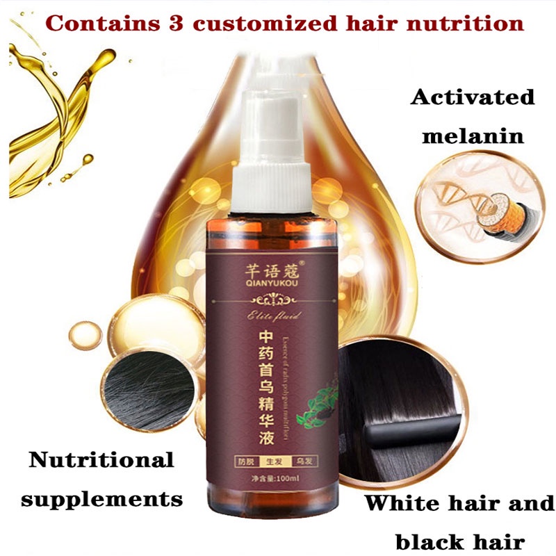 【COD】100ml Serum Rambut Anti Rambut Rontok Esensi Polygonum Esensi Herbal Tionghoa Serum Rambut Hitam Menghitamkan Rambut Putih Mempromosikan Pertumbuhan Rambut