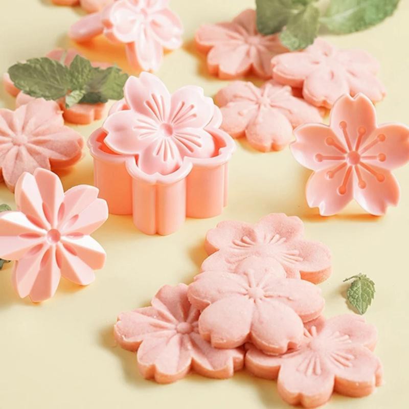 Sc 5pcs / Set Cetakan Kue / Biskuit / Fondant Diy Bentuk Bunga Sakura