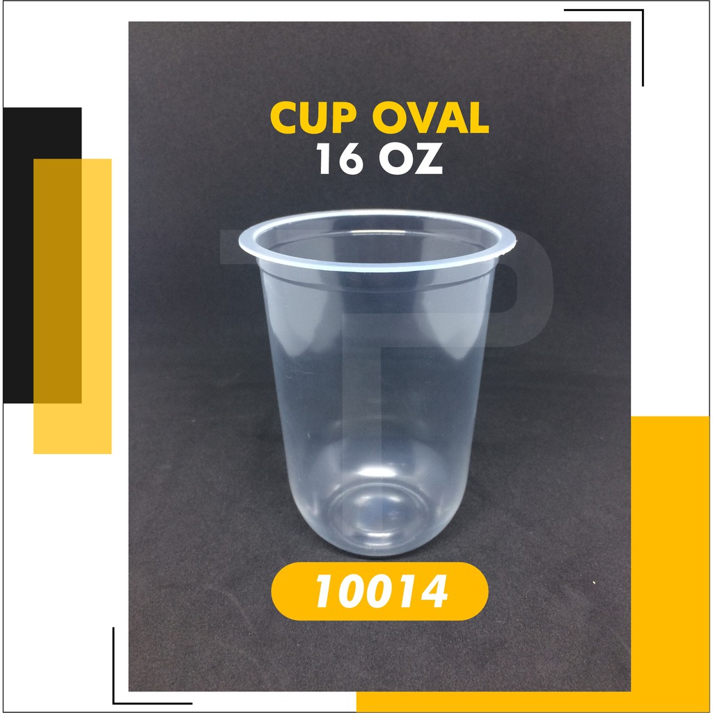 Gelas Plastik 16oz Oval / Cup Plastik Tebal / Cup 16 Oz - isi 50 pcs