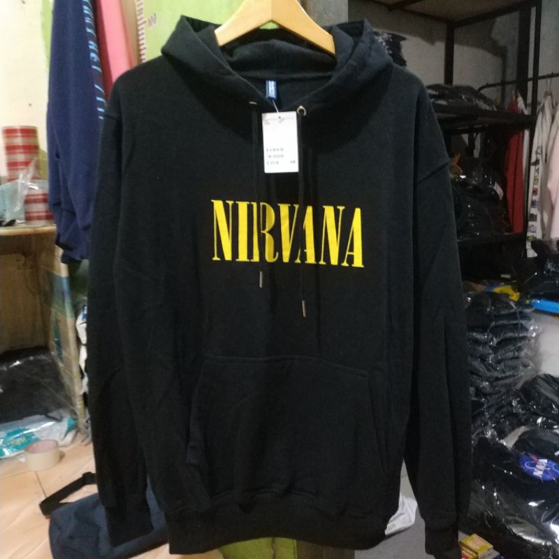 Hoodie Hnm Pria Wanita Nirvana Yellow Black H&amp;m Hitam Free Paper Bag