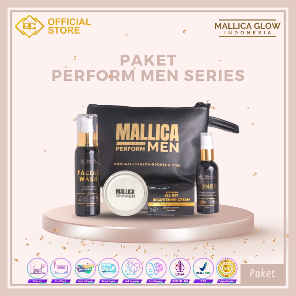 [Bakung Cosmetics] Mallica Glow Paket Perform Men Series/ Skincare/ Perawatan Kulit Wajah Pria (COD)