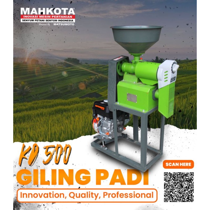 Mesin Giling Padi Mini Portabel KD 500 Mahkota Tanpa Penggerak