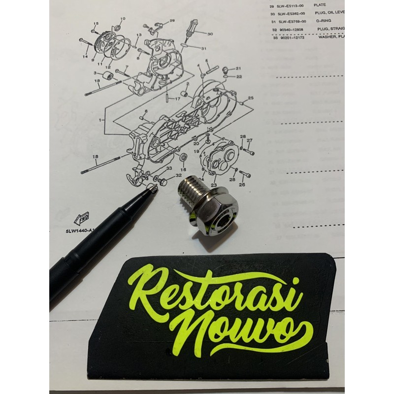 Baut pembuangan oli mio nouvo 2 kunci baut oli bawah mio nouvo soul baut stainles oli bawah 2 kunci