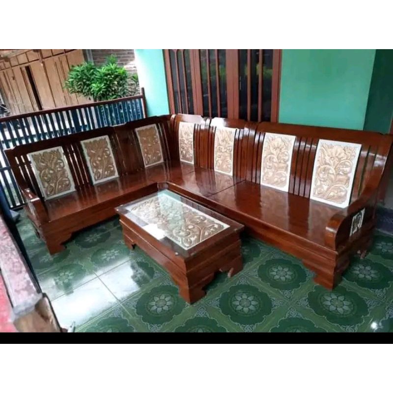 Kursi sudut semut kayu jati / kursi sudut minimalis full kayu jati murah / kursi sudut jati murah