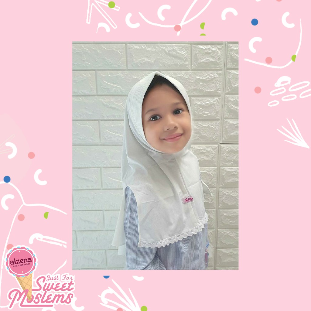 Hijab Style Kerudung Anak Perempuan Hijab Anak Cantik Hijab Instan Better Helf Alzena Kids Moslem-Broken White
