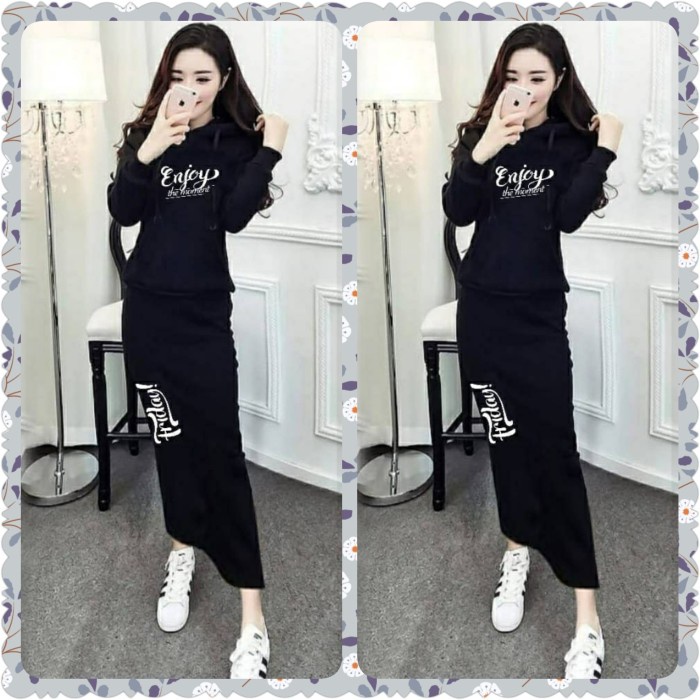 Setelan Wanita Kekinian Set Wanita Jumbo Setelan Rok Friday Bahan Babyterry
