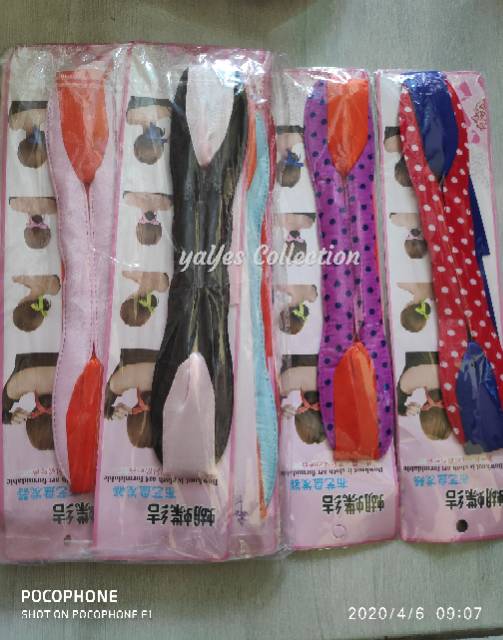 Ikat Karet Rambut donat premium love tebal hairdini alat gulung sangul motif  polkadot mica kuncit