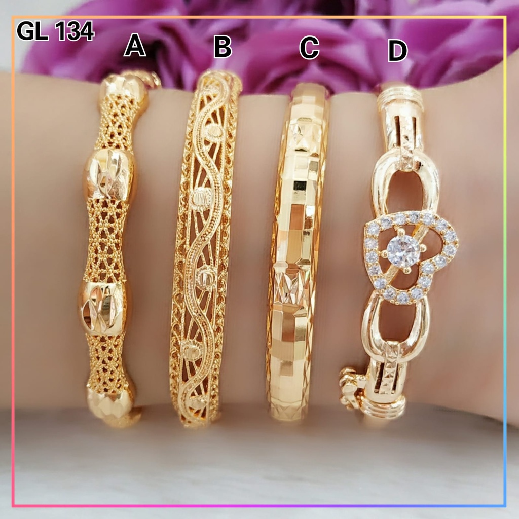 Gelang xuping gelang dewasa bangkok polos krawang motif perhiasan wanita lapis emas gold GL 134