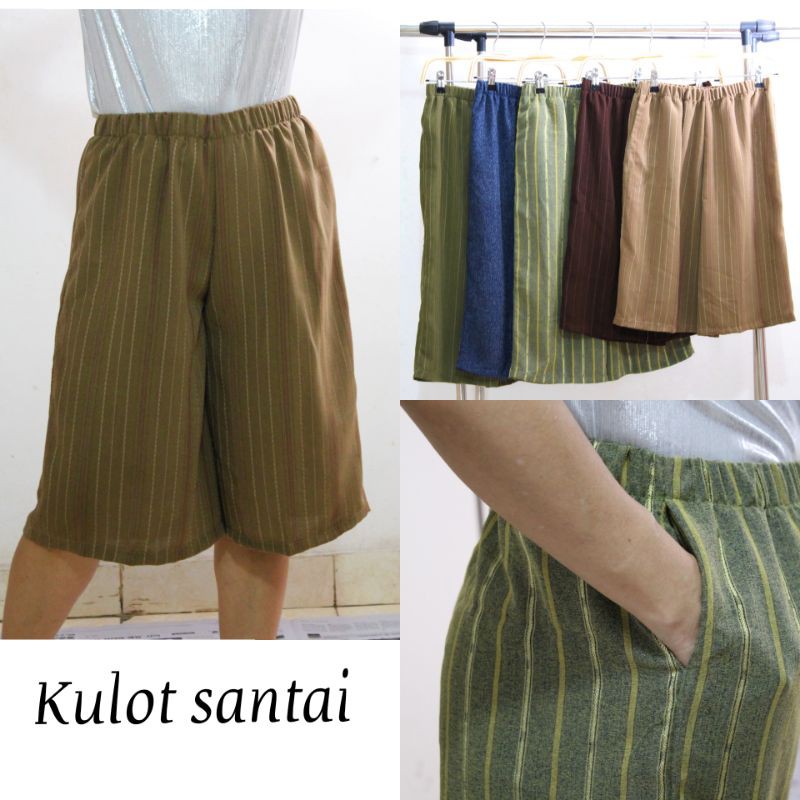 Kulot Motif Salur, Celana Wanita Ukuran Besar
