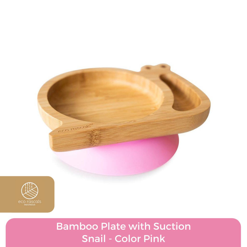 Eco Rascals Bamboo Snail Plate With Suction Pink Shopee Indonesia