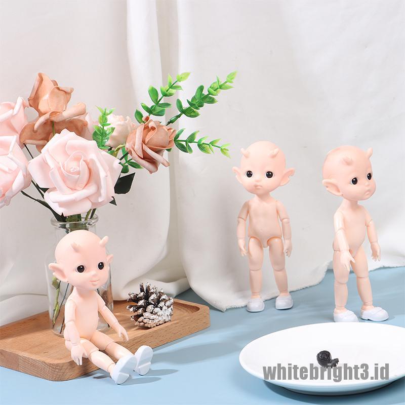 (white3) Mainan Boneka BJD Elves Horned 13 Sendi Dapat Bergerak Ukuran 16cm Diy