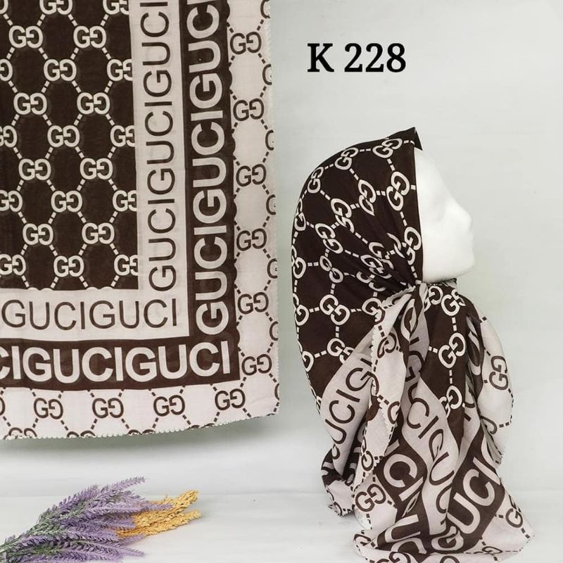 JILBAB SEGIEMPAT VOAL PREMIUM GRADE A MOTIF GUCIGUCI WARNA HITAM COKLAT BY KAYLA
