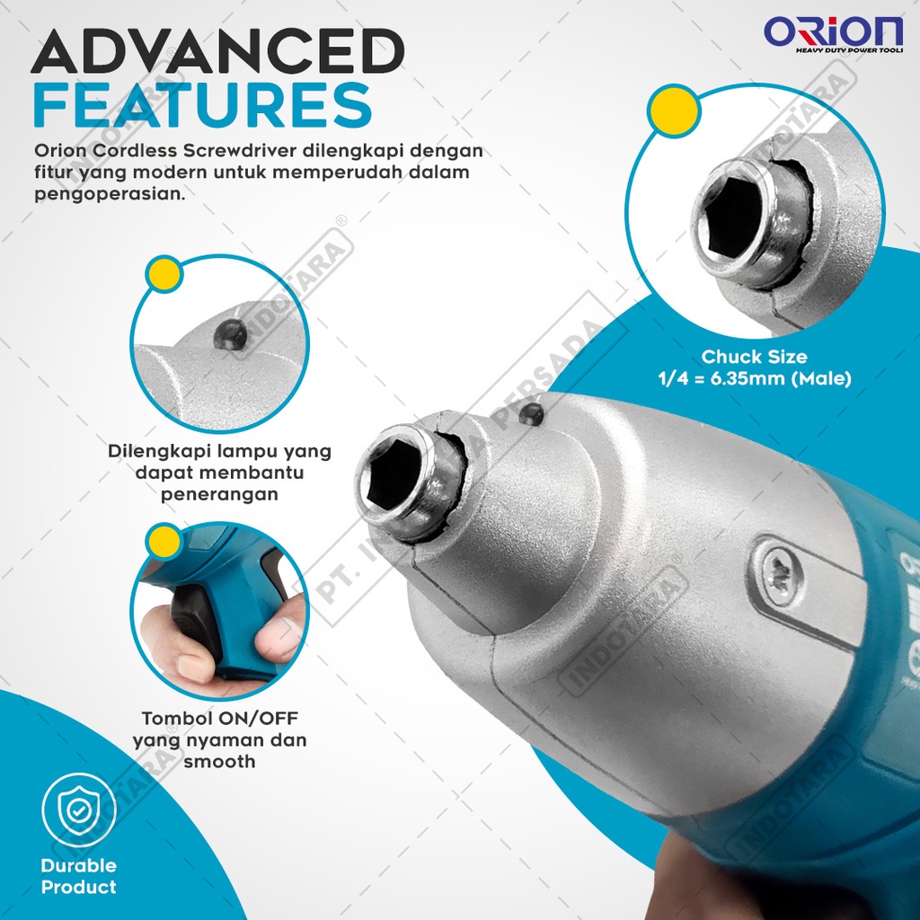 Orion Cordless Screwdriver / Bor Obeng Baterai 3.6Volt - SD001