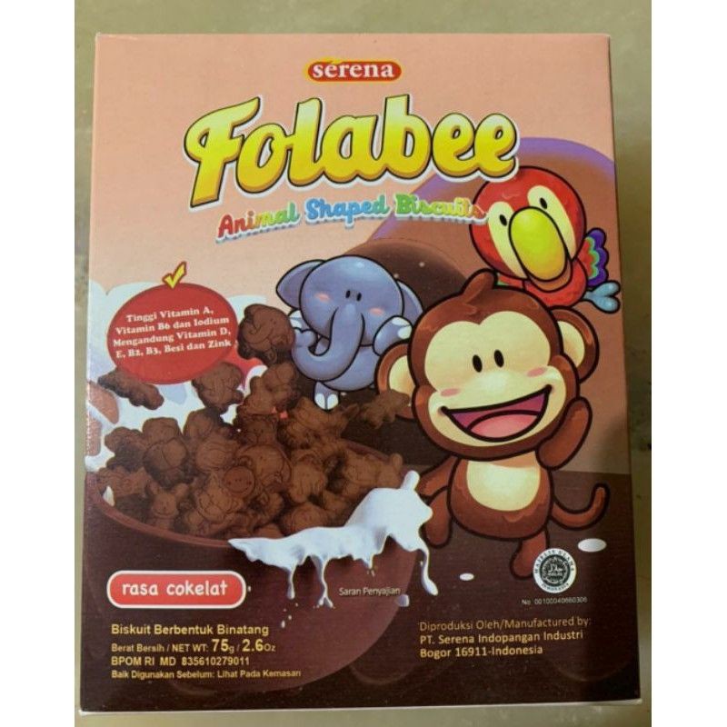 Serena folabee animals biscuit coklat / original 75 gram