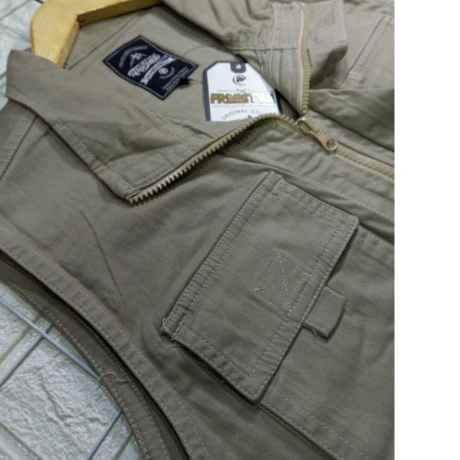 ♠ Rompi Tactical Outdoor BigSize Wartawan Lapangan Kerja Sosial Vest Kanvas Pria Jeep ✿