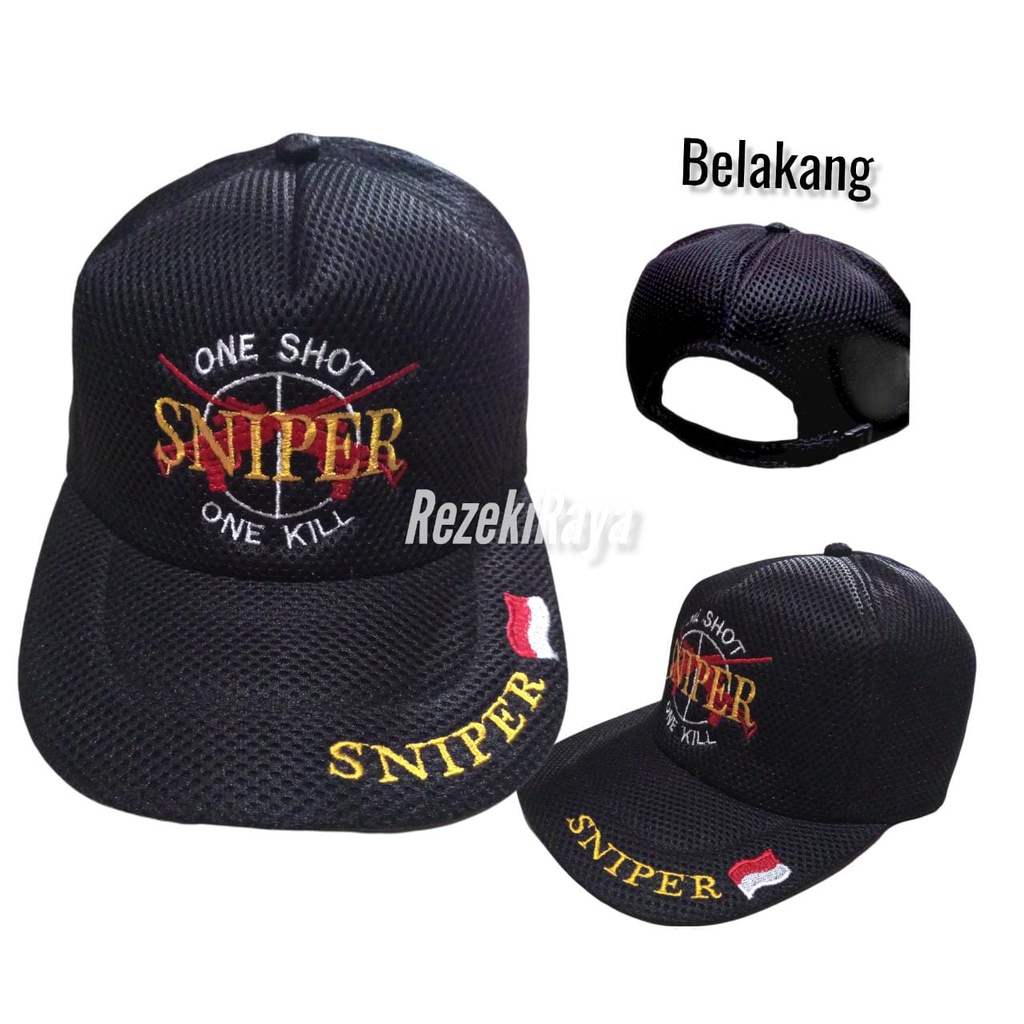 Topi Doublemesh PNS Topi Logo Sniper Topi Laki Laki Jaring