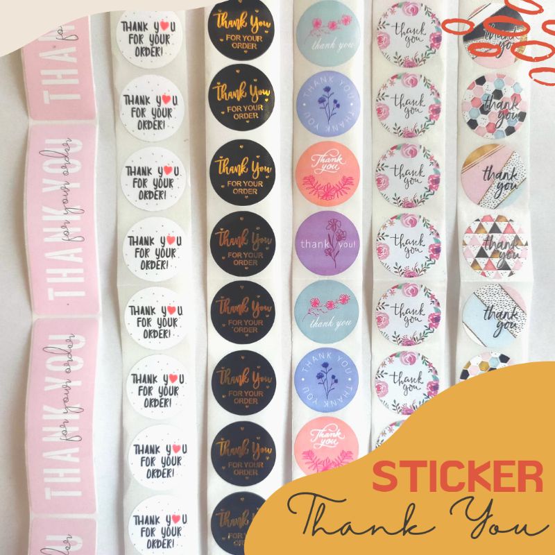 

(10 pcs) Sticker Thank you flower aesthetics packing