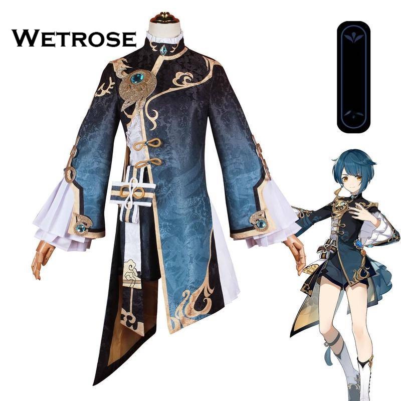 【Wetrose】Genshin Impact Xing Qiu XingQiu Original Ver Battle Uniform Gorgeous Outfit Anime Cosplay Jacket Shirt Pants Costume Kostum Pria Wanita