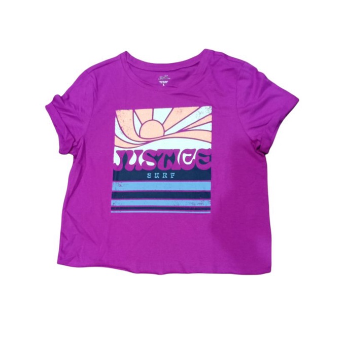 JUSTICE ATASAN ANAK CEWEK REMAJA KAOS LENGAN PENDEK UNGU