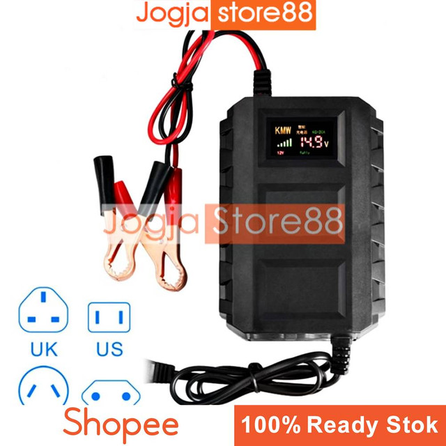Charger Aki Mobil | 12V 20AH-120AH Layar LCD Menampilkan Informasi Voltase Chip Cerdas