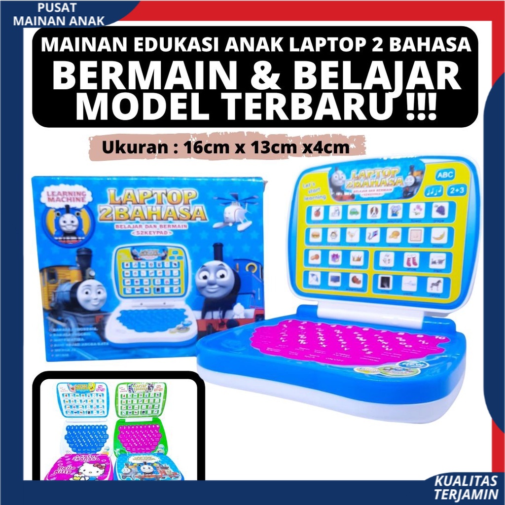 Mainan Laptop anak 2 bahasa mainan edukasi anak Belajar Dan Bermain Bahan Berkualitas Murah SNI