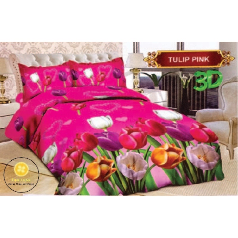 Sprei BONITA Motif Terbaru BUNGA 3D Disperse (BISA COD) Lily, Thalia, Melanie, Tulip Pink, Romantic Rose, Lovely Rose