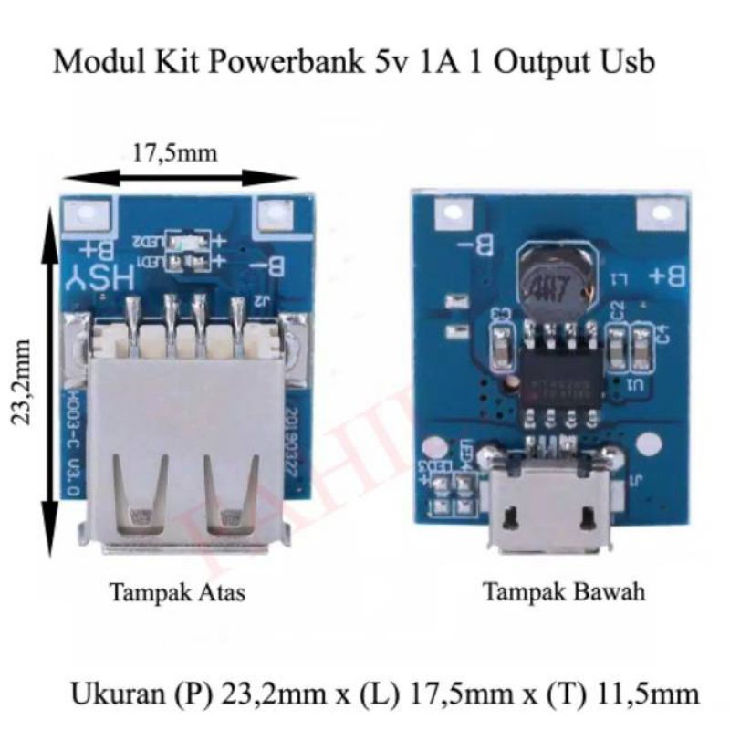 modul power bank + step up modul cas baterai18650