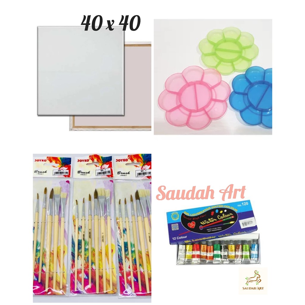 

Paket Kanvas Lukis (kanvas 40x40,kuas,palet,cat air) JunDW