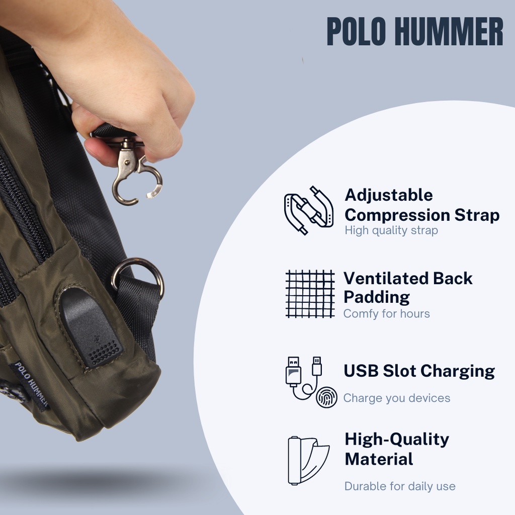 Tas Selempang Waterproof Pria Crossbody - Men's Slingbag POLO HUMMER