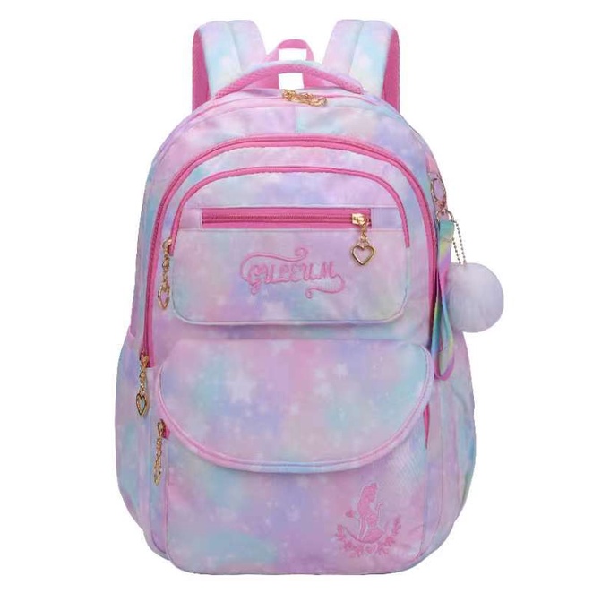 RANSEL / BACKPACK TAS Anak Sekolah SD / SMP / REMAJA 17&quot; UKURAN BESAR MODEL MASA KINI GANTUNGAN BULU IMPORT