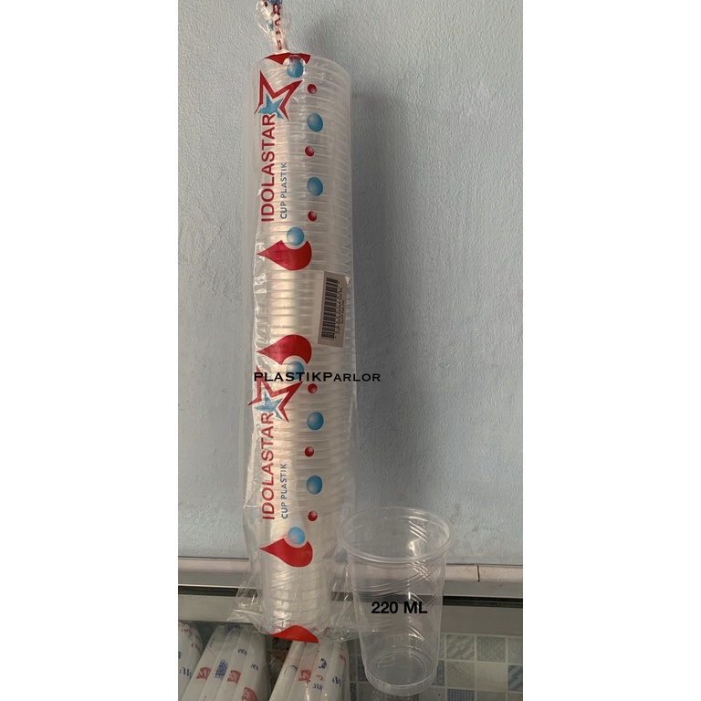 Cup / Gelas Plastik Aqua / Kopi / Air Idolastar Uk. 220 ml 50 pcs