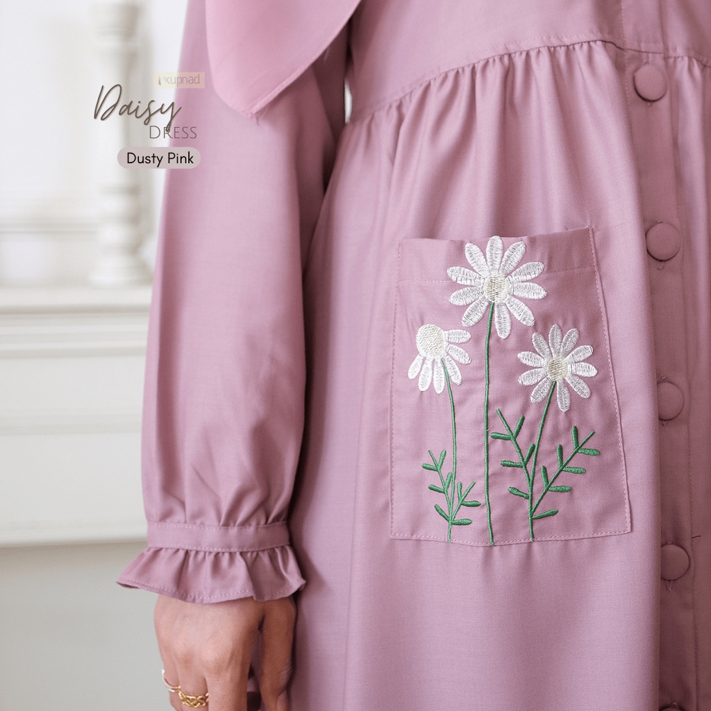 KUPNAD Gamis Katun Premium Toyobo  bordir bunga esther - Daisy Dress