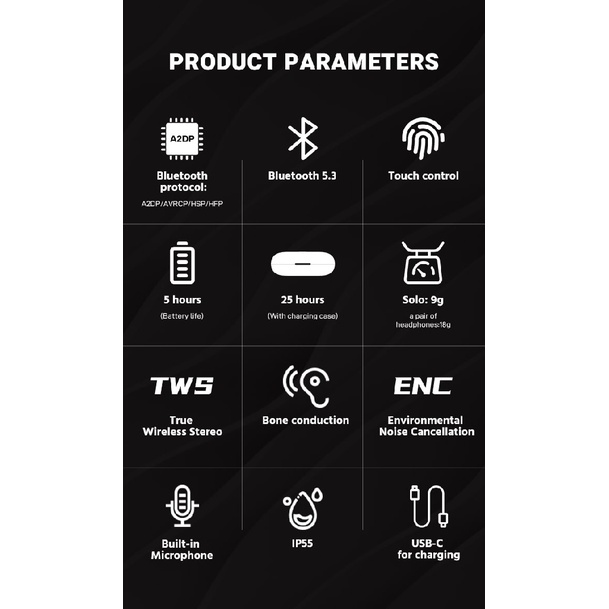 DACOM BoneBuds X1 - TWS Bluetooth 5.3 Bone Conduction Earphone - Earphone Bluetooth dengan Desain Bone Conduction Terbaru dari DACOM