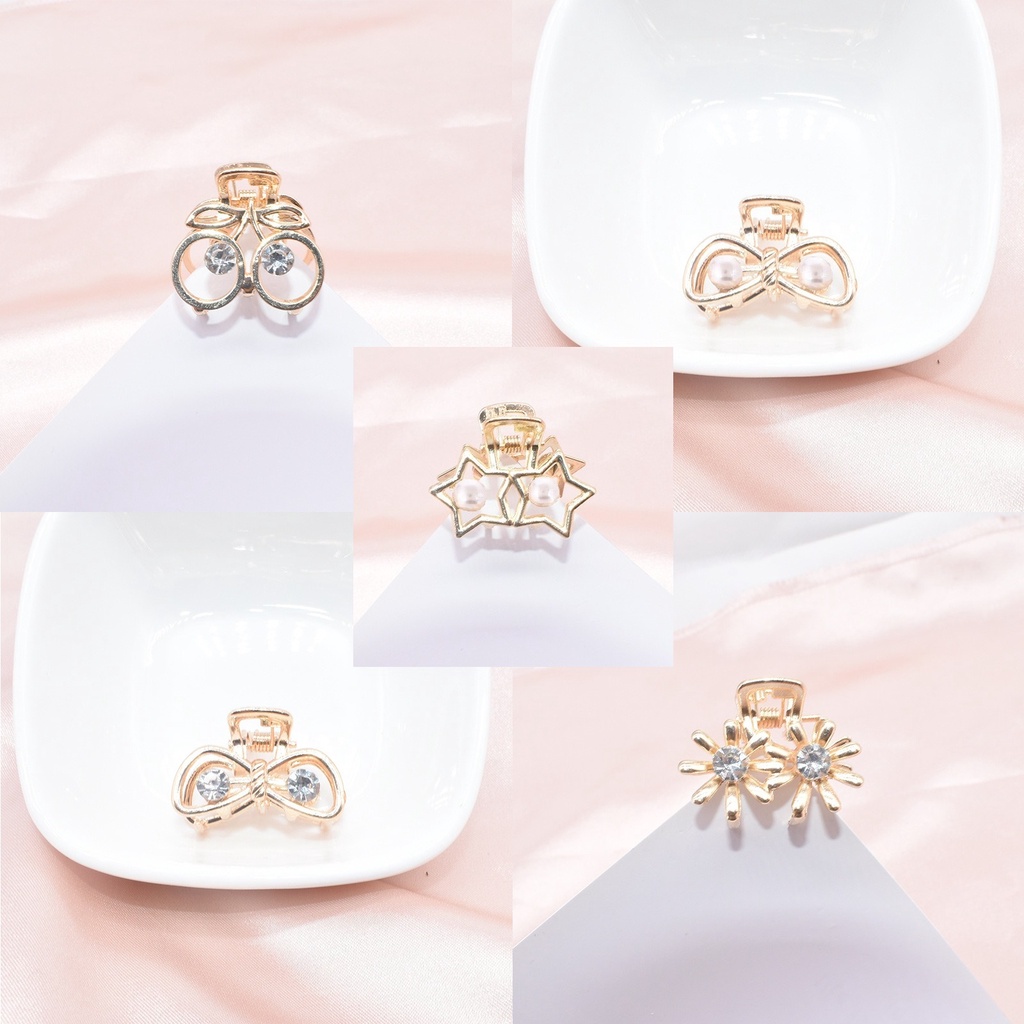 Jepit Jepitan Cepit Japit Rambut Korea Elegan Bahan Alloy dengan Permata Jedai Poni Logam 2.8cm Anak Dewasa Perempuan Unik